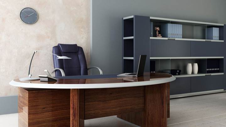 Grey Background With Office Table
